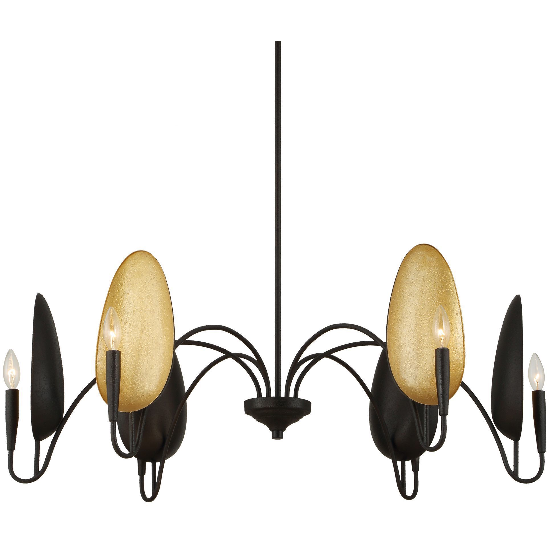 Warwick 6 Light 41.5 inch Black and Gold Textured Chandelier Ceiling Light