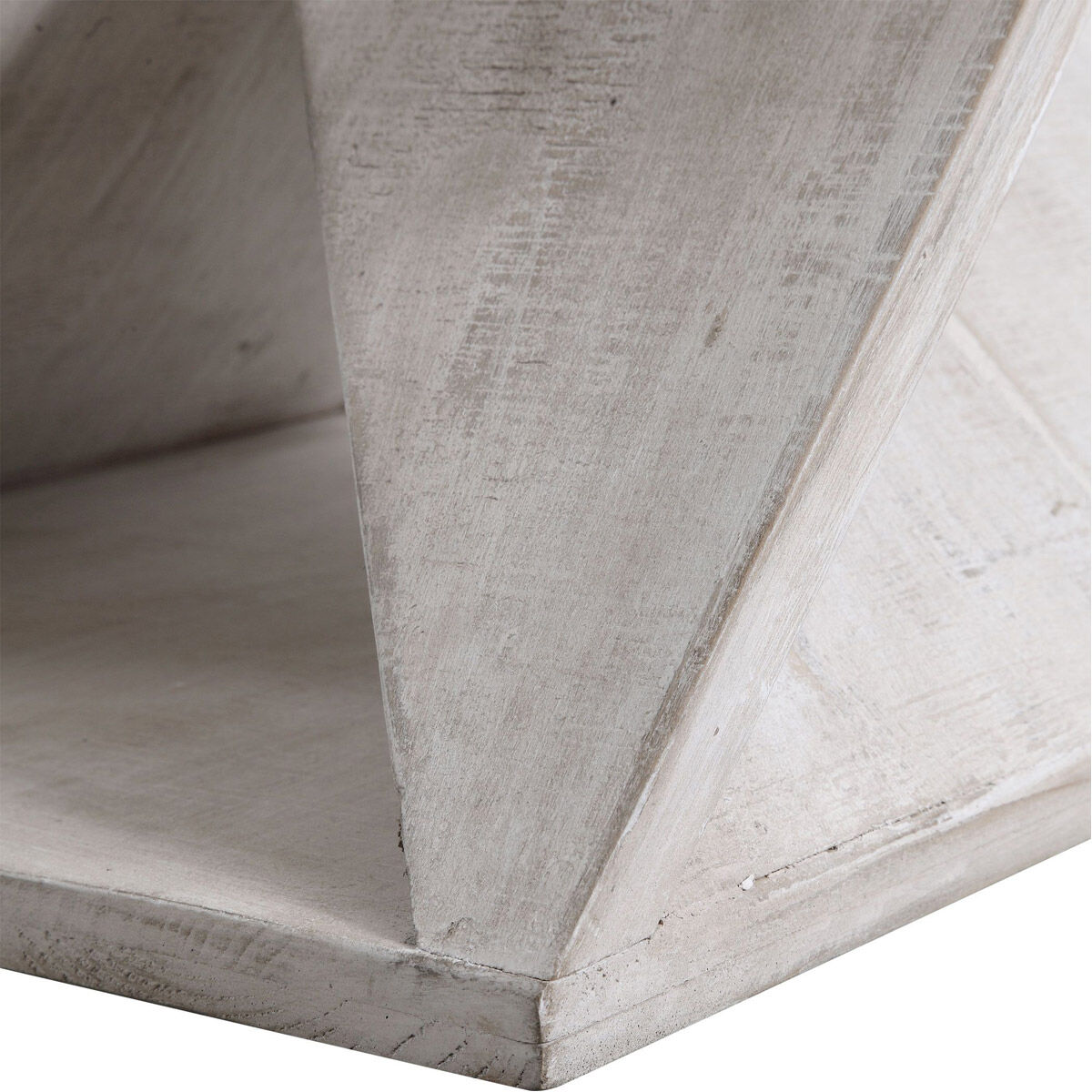 Benue 20 inch White Washed Fir Wood with Neutral Linen Ottoman