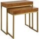 Burl-esque 24.5 X 24.5 inch Pecan and Brushed Brass Nesting Tables, Set of 2