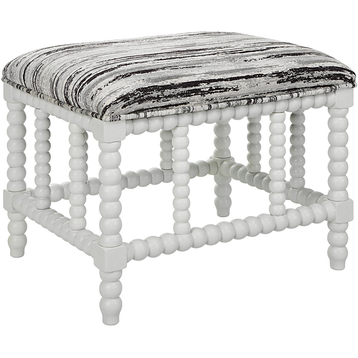 Seminoe Mottled Gray and Black Chenille with Matte White Bench