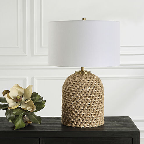 Kendari 24.75 inch 150.00 watt Natural Knotted Rope and Antique Brass Table Lamp Portable Light