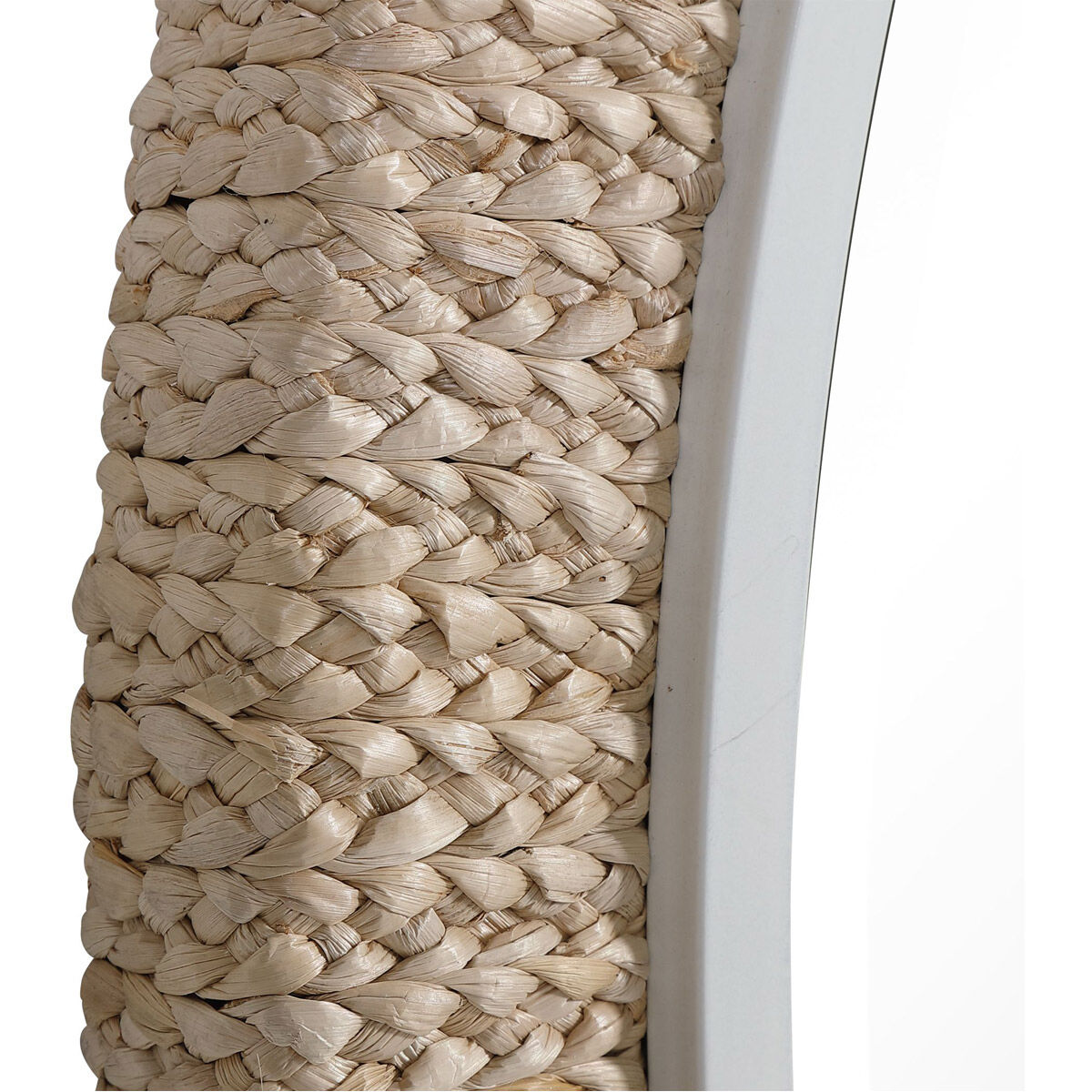 Carbet 39.75 X 39.75 inch Braided Banana Leaf and Matte White Wall Mirror