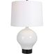 Collar 26 inch 150 watt Gloss White Glaze and Satin Black Table Lamp Portable Light