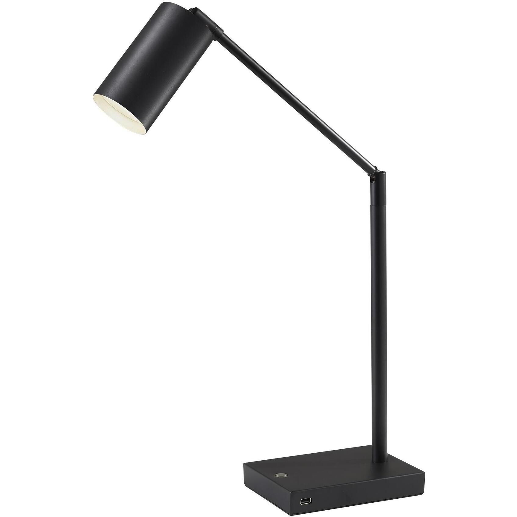 Colby 16 inch 9.00 watt Black Painted Metal Desk Lamp Portable Light, with USB Port