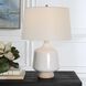 Opal 24.5 inch 150.00 watt White High Gloss Glaze and Natural Wood Table Lamp Portable Light