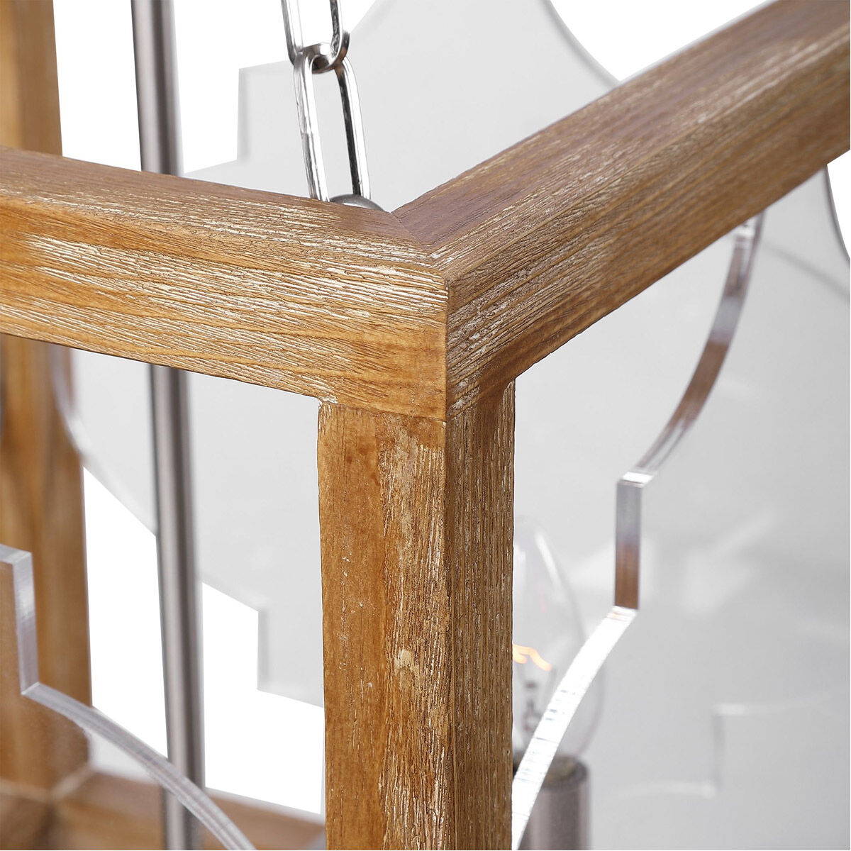 Perspex 4 Light 16 inch Brushed Nickel Lantern Pendant Ceiling Light