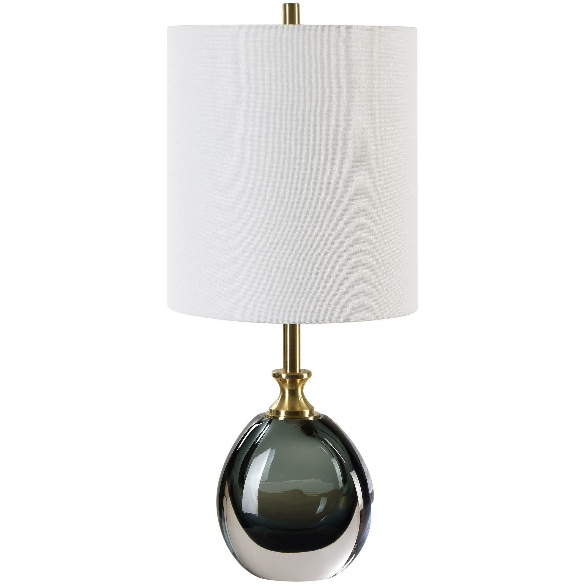 Enigma 20 inch 100.00 watt Smoky Teal Blue Art Glass and Brass Buffet Lamp Portable Light