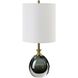 Enigma 20 inch 100.00 watt Smoky Teal Blue Art Glass and Brass Buffet Lamp Portable Light