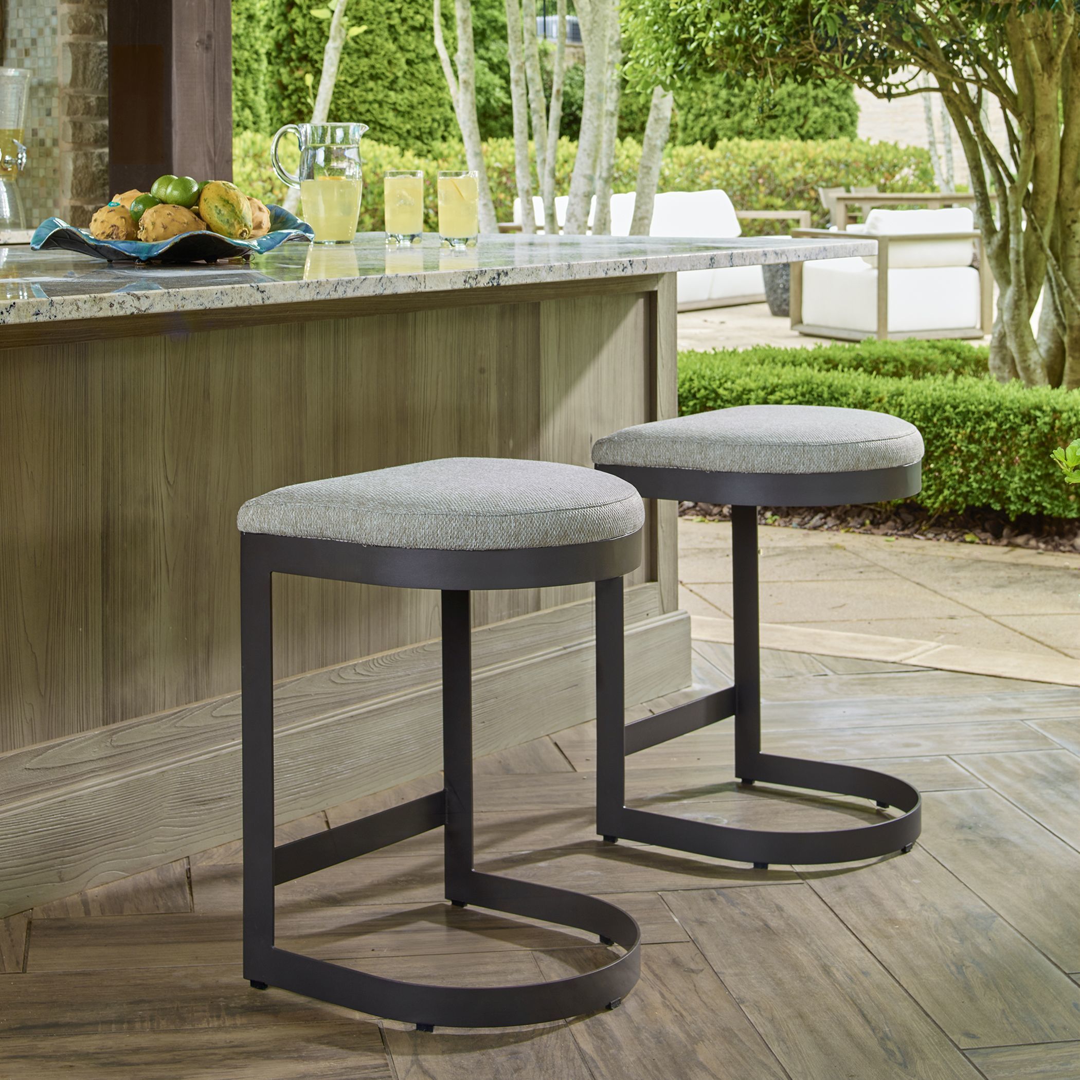 Maude 25.8 inch Java Black and Taupe Grey Outdoor Counter Stool