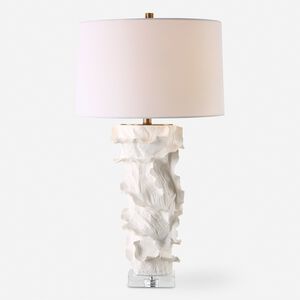 Wisp 32.5 inch 150.00 watt Satin White Glaze with Brass and Crystal Table Lamp Portable Light