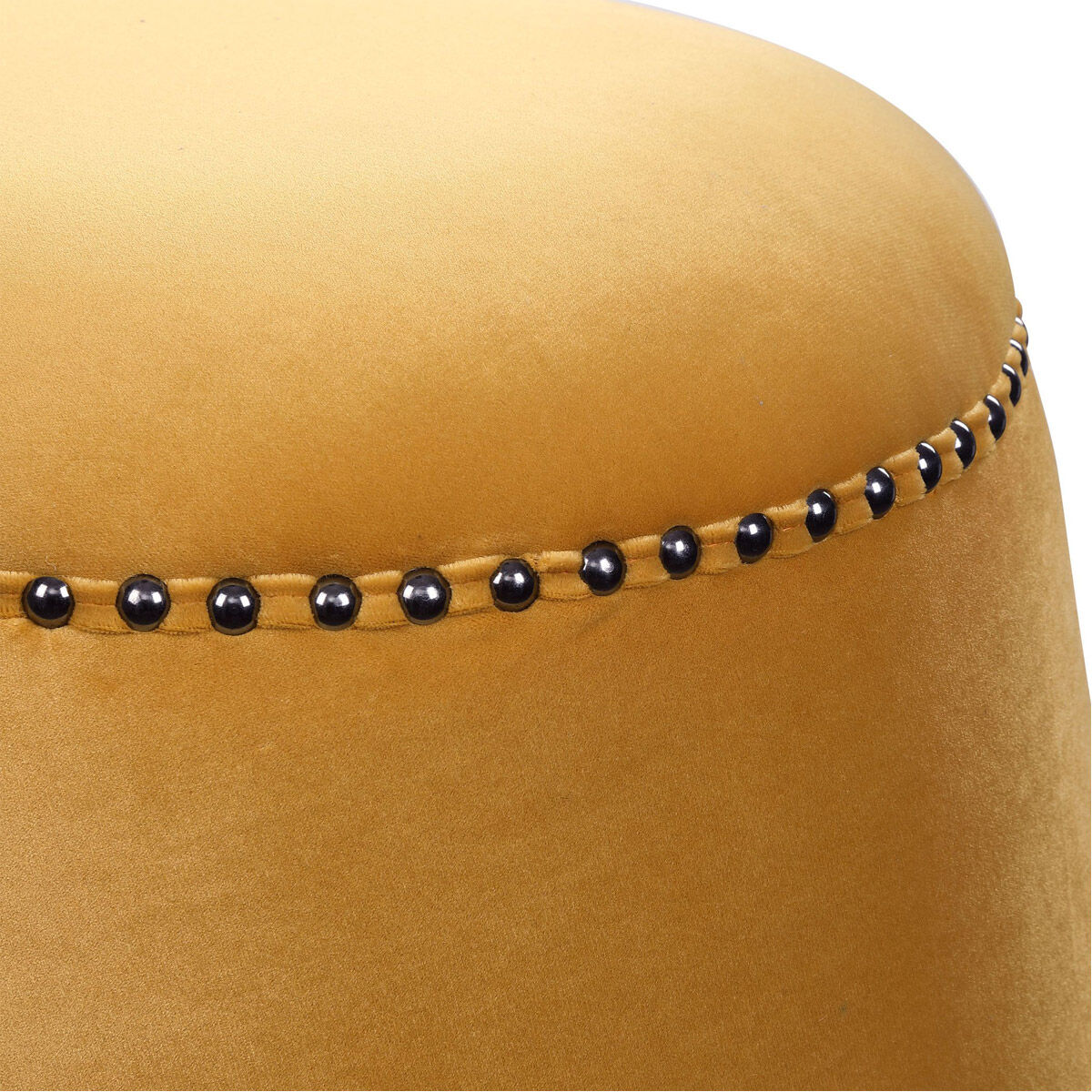 Gumdrop 17 inch Mustard Yellow Velvet and Black Nickel Ottoman