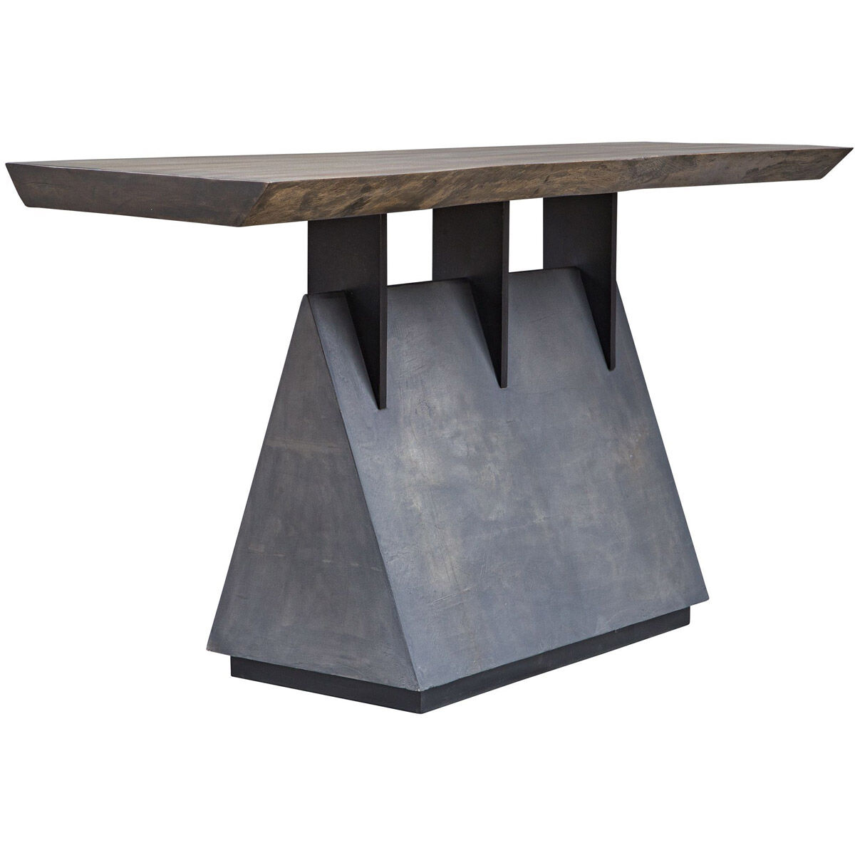 Vessel 60 inch Naturally Mahogany with Gunmetal and Faux Concrete Console Table