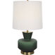 Trentino 28 inch 150 watt Emerald Green Glass and Antique Brass Table Lamp Portable Light