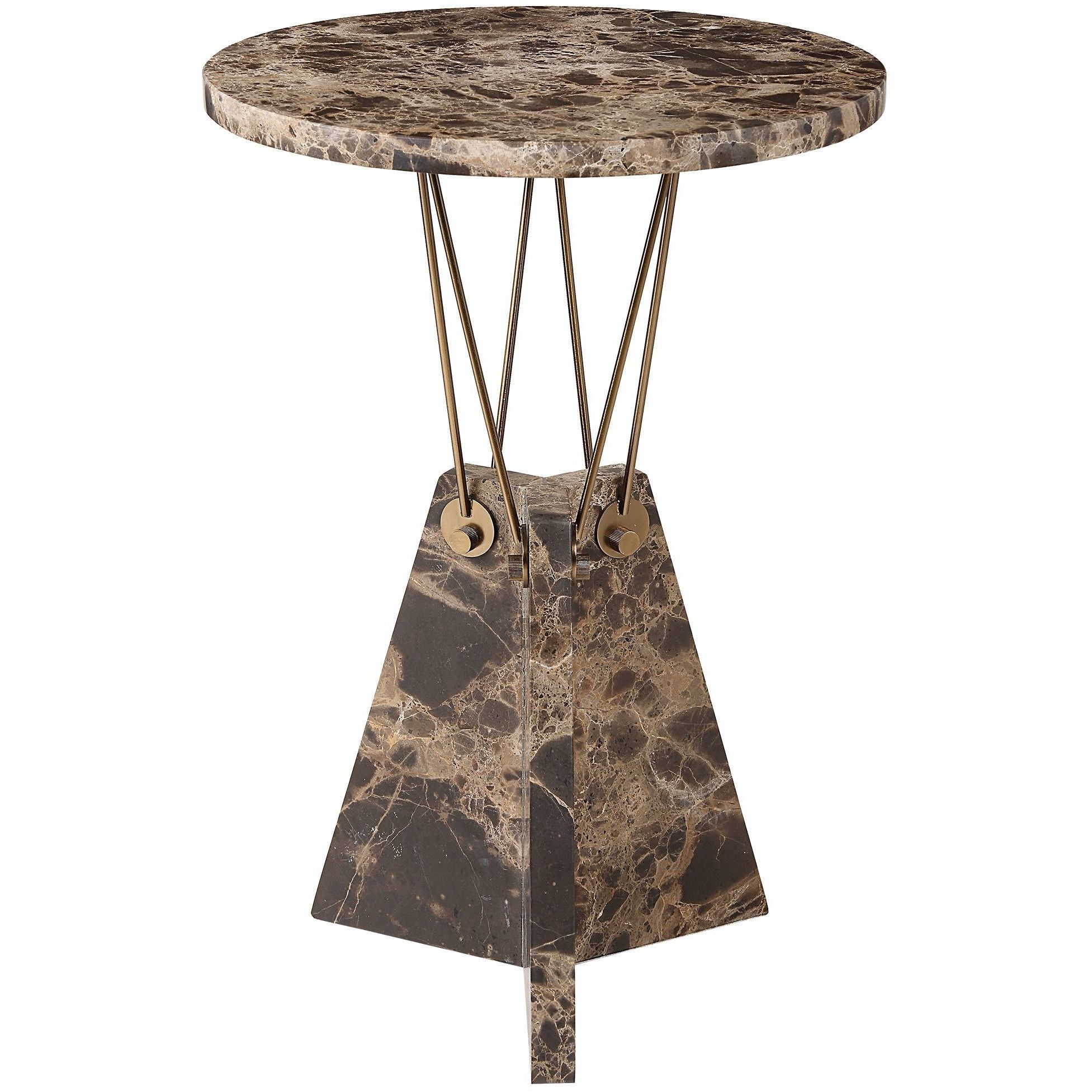 Levitate 23.25 X 16 inch Brown Marble and Brass Accent Table