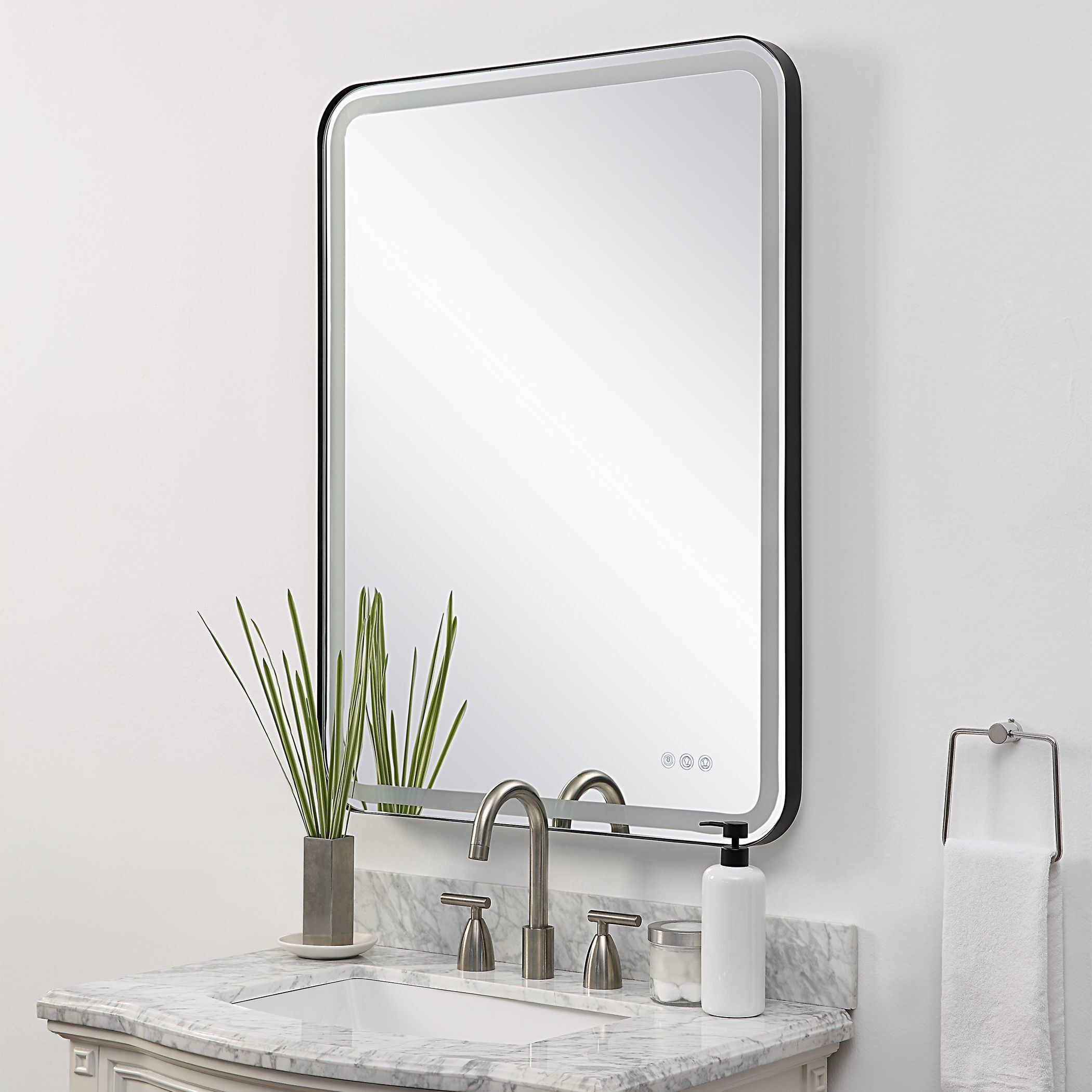 Crofton 40 X 30 inch Satin Black LED Lighted Mirror
