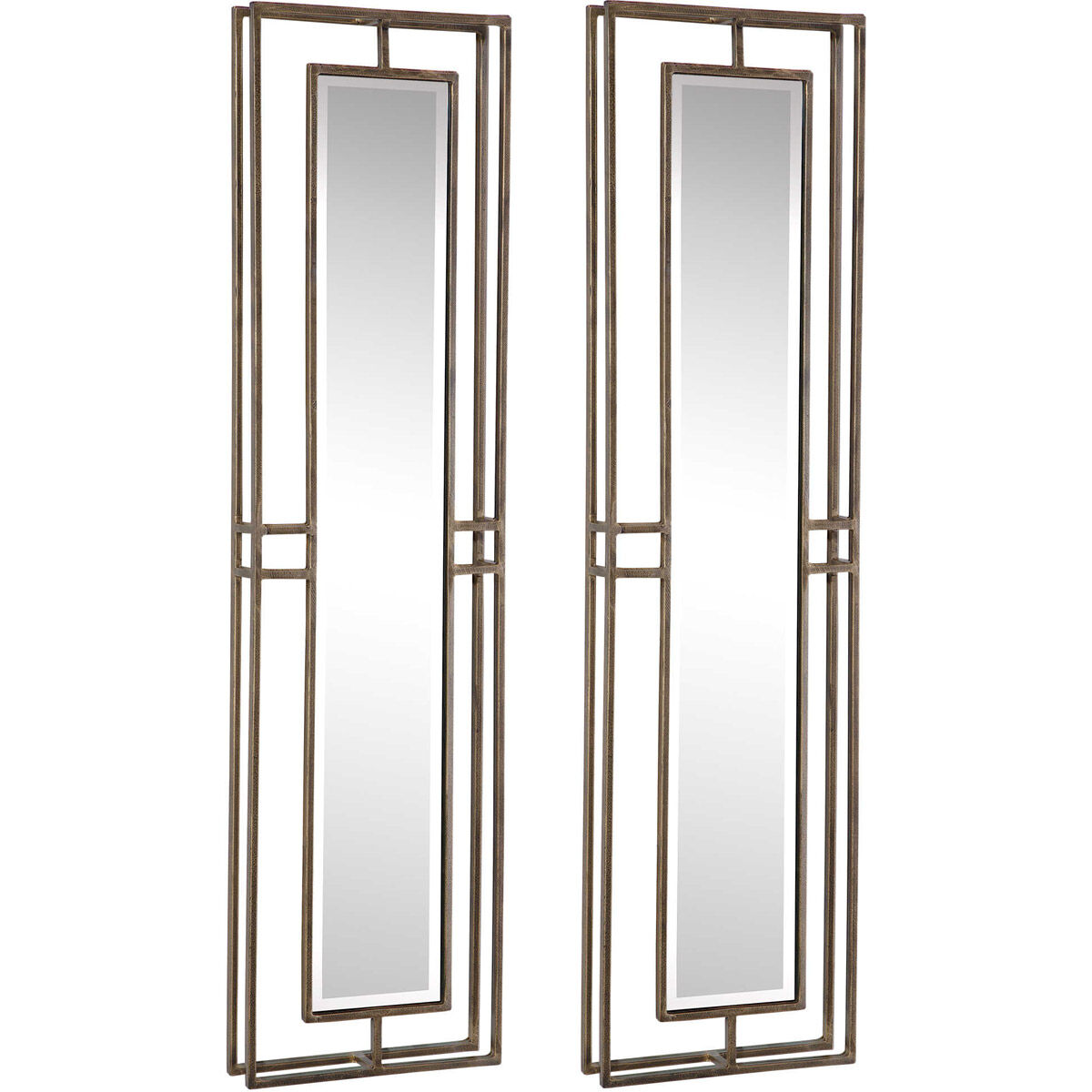 Rutledge 30 X 8 inch Antiqued Gold Wall Mirrors, Set of 2