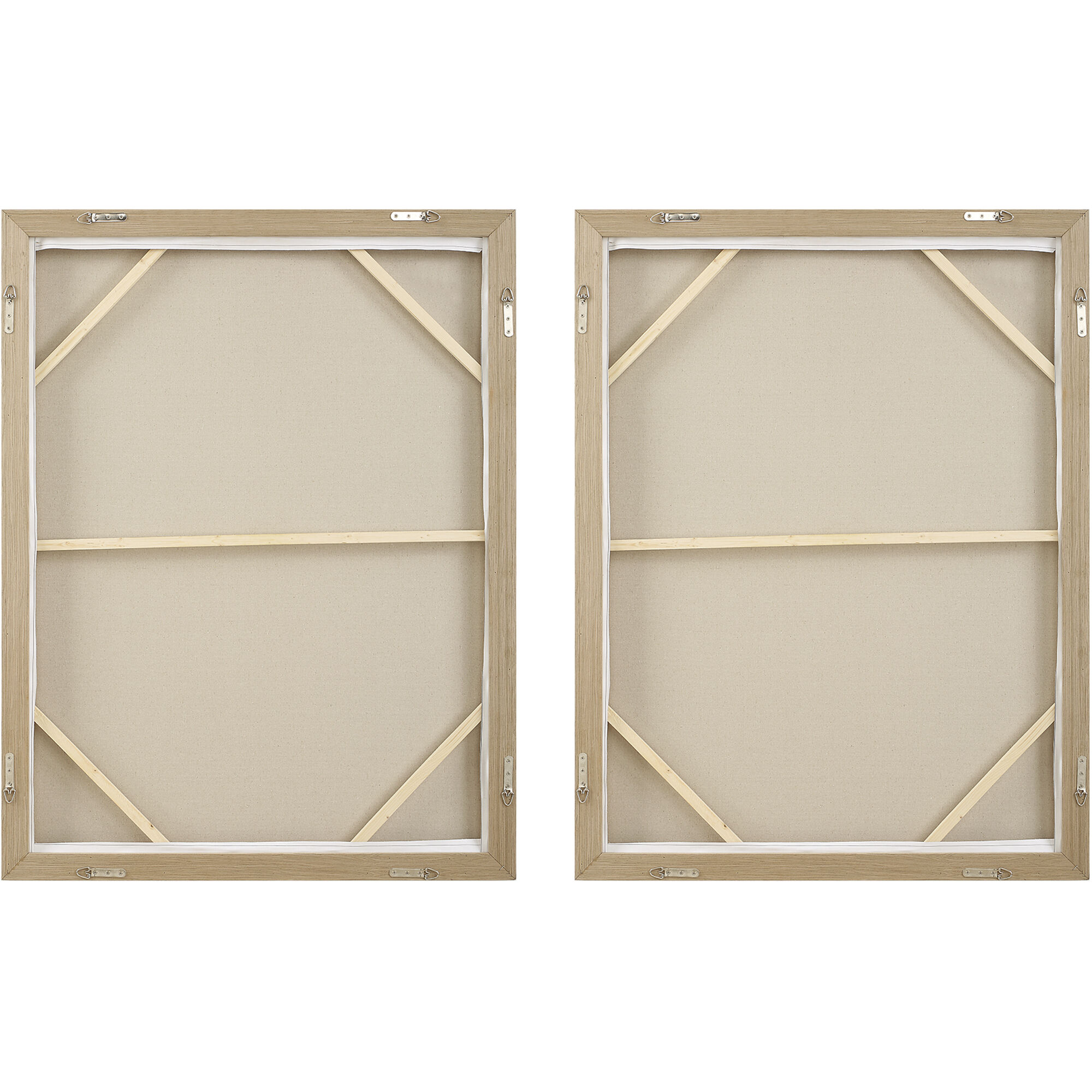 Molten Patina Earth Tones and Light Oak Framed Canvases, Set of 2