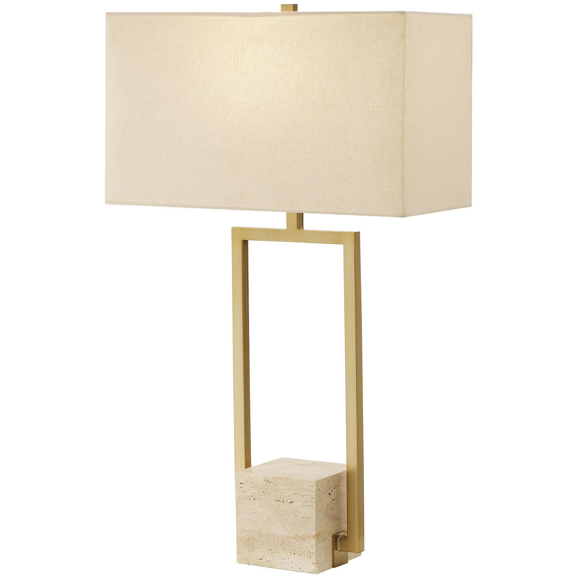 Warrick 31.5 inch 150.00 watt Brass and Travertine Table Lamp Portable Light