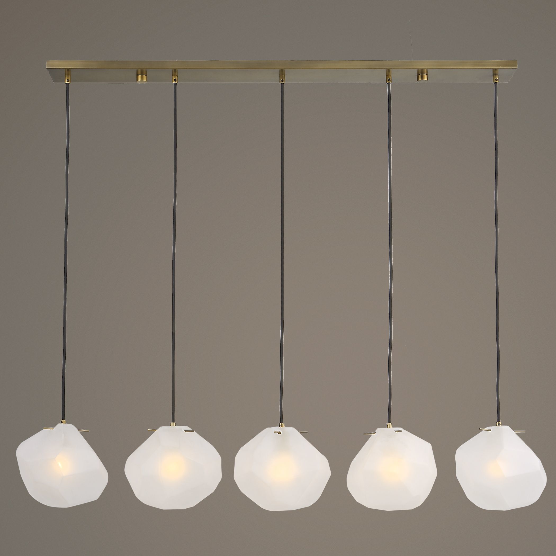 Geodesic 5 Light 47 inch Matte Antique Brass Linear Pendant Ceiling Light
