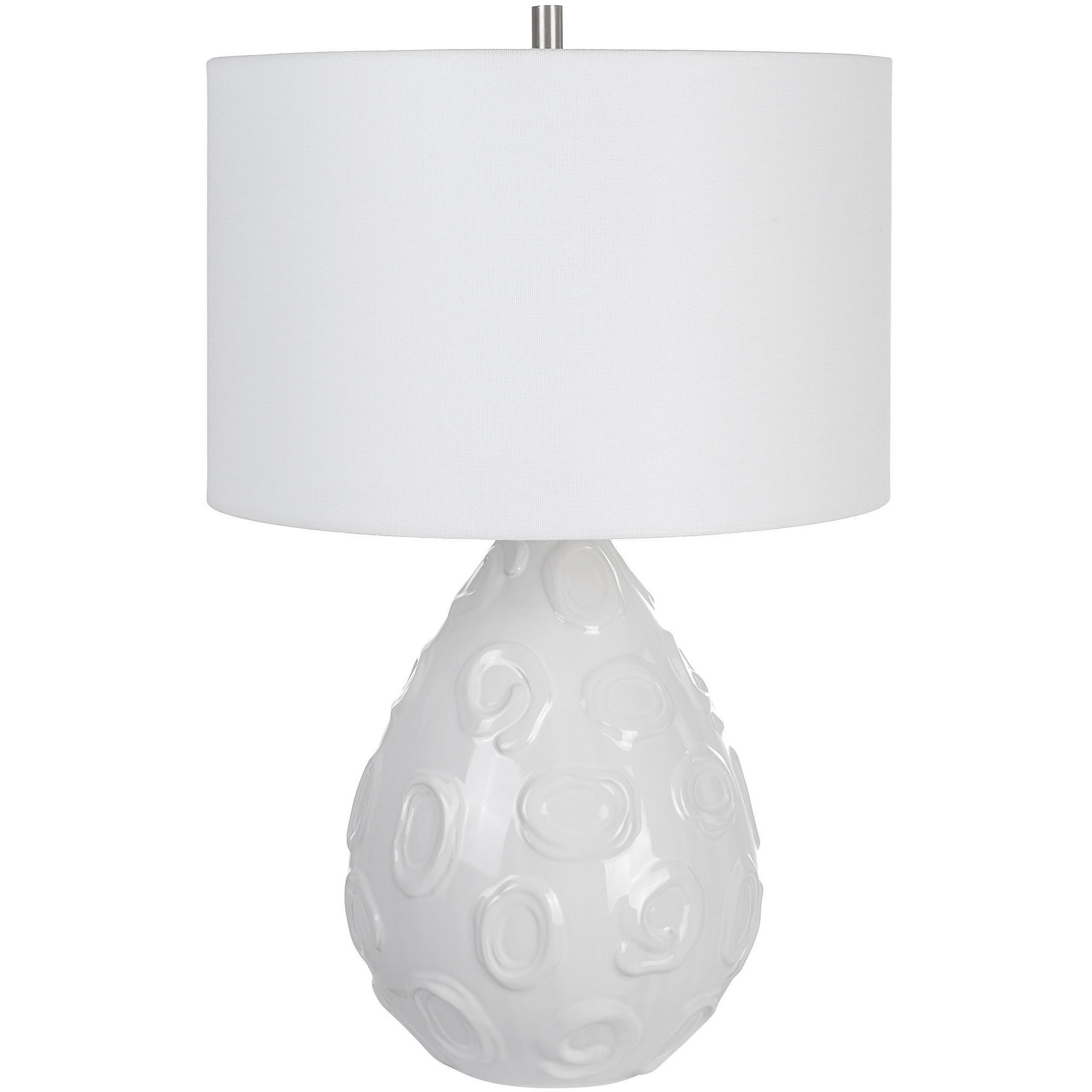 Loop 25 inch 150.00 watt White Glaze and Brushed Nickel Table Lamp Portable Light