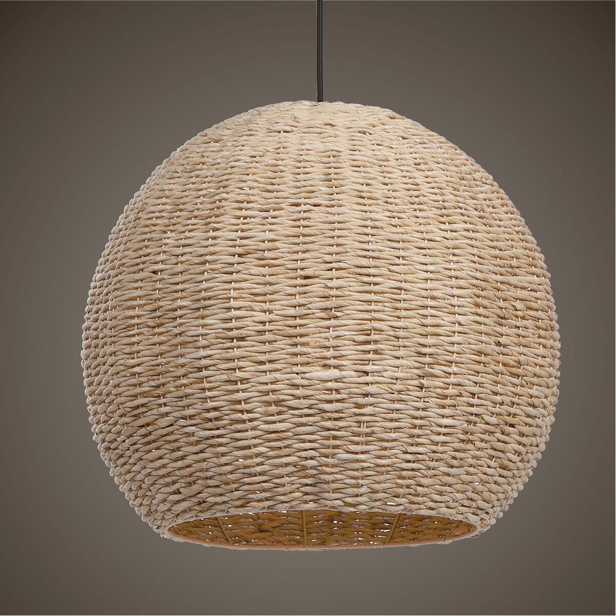 Seagrass 1 Light 24 inch Natural Woven Seagrass with Antique Brass Accents Pendant Ceiling Light
