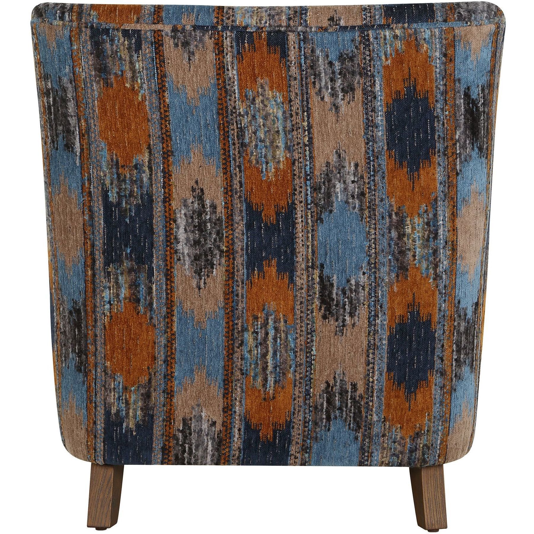 Lainey Sapphire and Rust and Spa Blue with Walnut Armchair