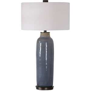 Vicente 34 inch 150 watt Slate Blue Glaze with Oil Rubbed Bronze Accents Table Lamp Portable Light