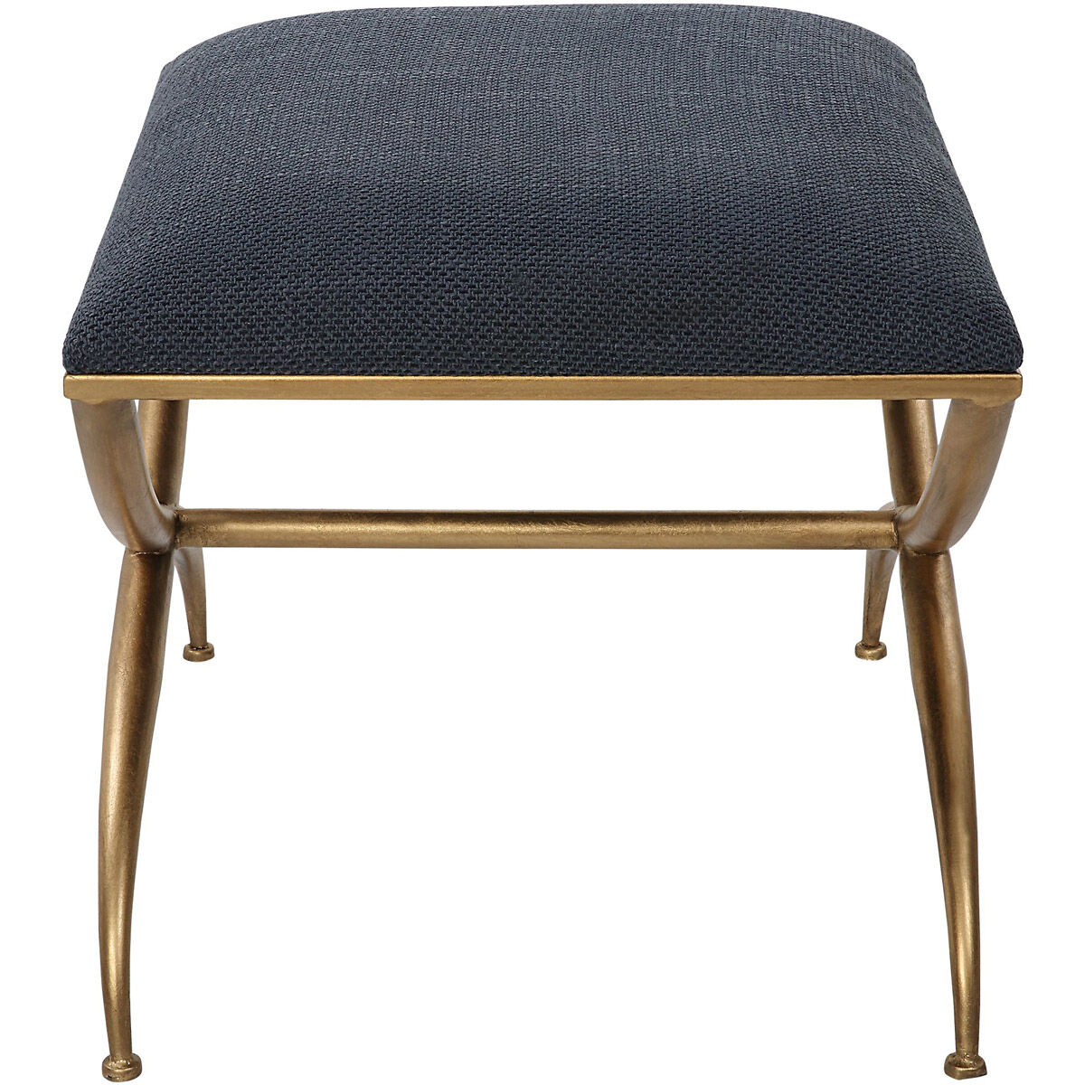 Crossing Gold Leaf and Textured Navy Blue Bench, Small