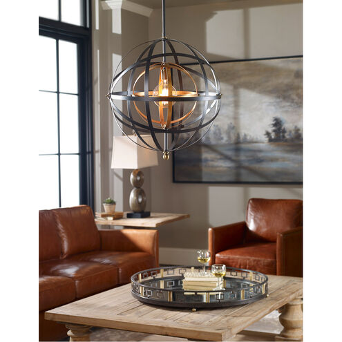 Rondure 1 Light 23 inch Dark Oil Rubbed Bronze Pendant Ceiling Light, able to be installed on a sloped ceiling, with the pivot ball at the canopy