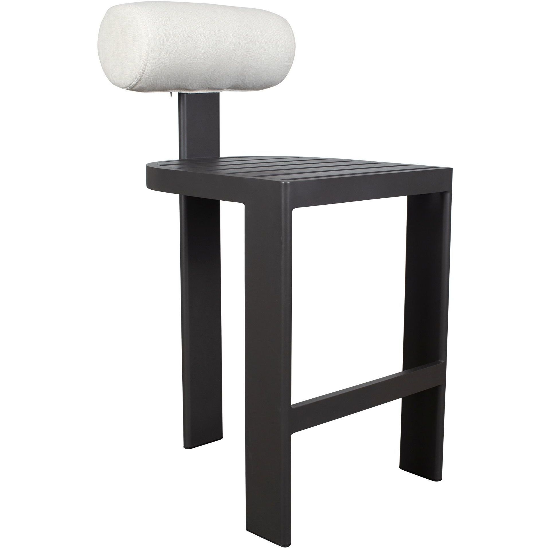 Bolster Back 42.5 inch Java Black and Oyster White Outdoor Bar Stool