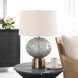 Lunia 25 inch 150 watt Smoky Gray Art Glass and Antique Brushed Brass Table Lamp Portable Light