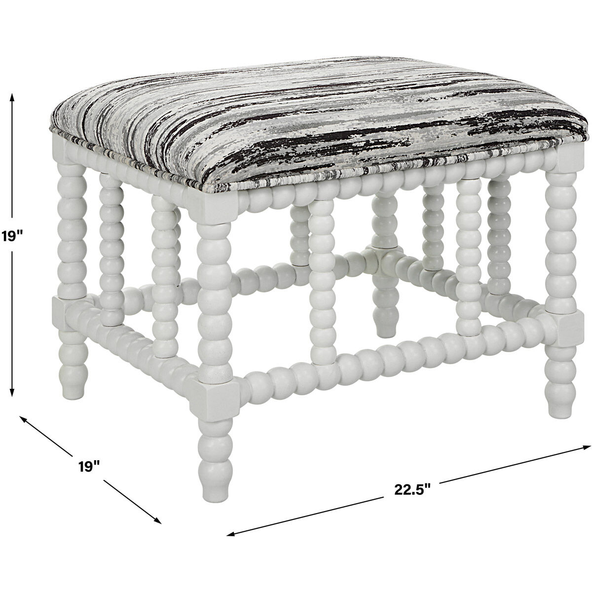 Seminoe Mottled Gray and Black Chenille with Matte White Bench