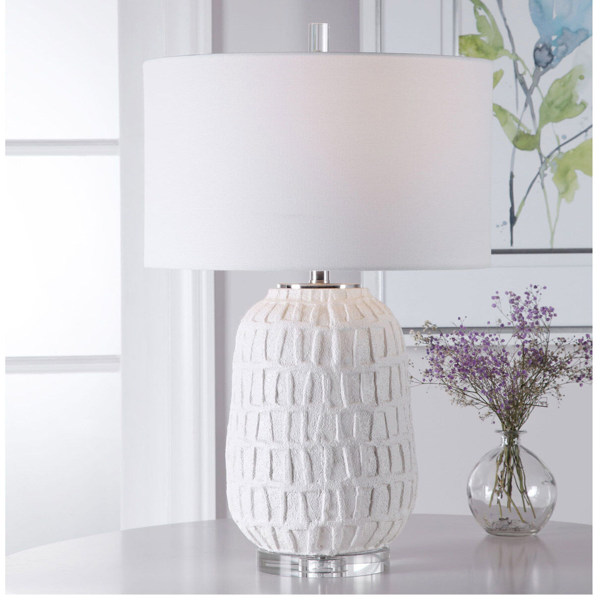 Caelina 27 inch 150 watt Textured White Table Lamp Portable Light