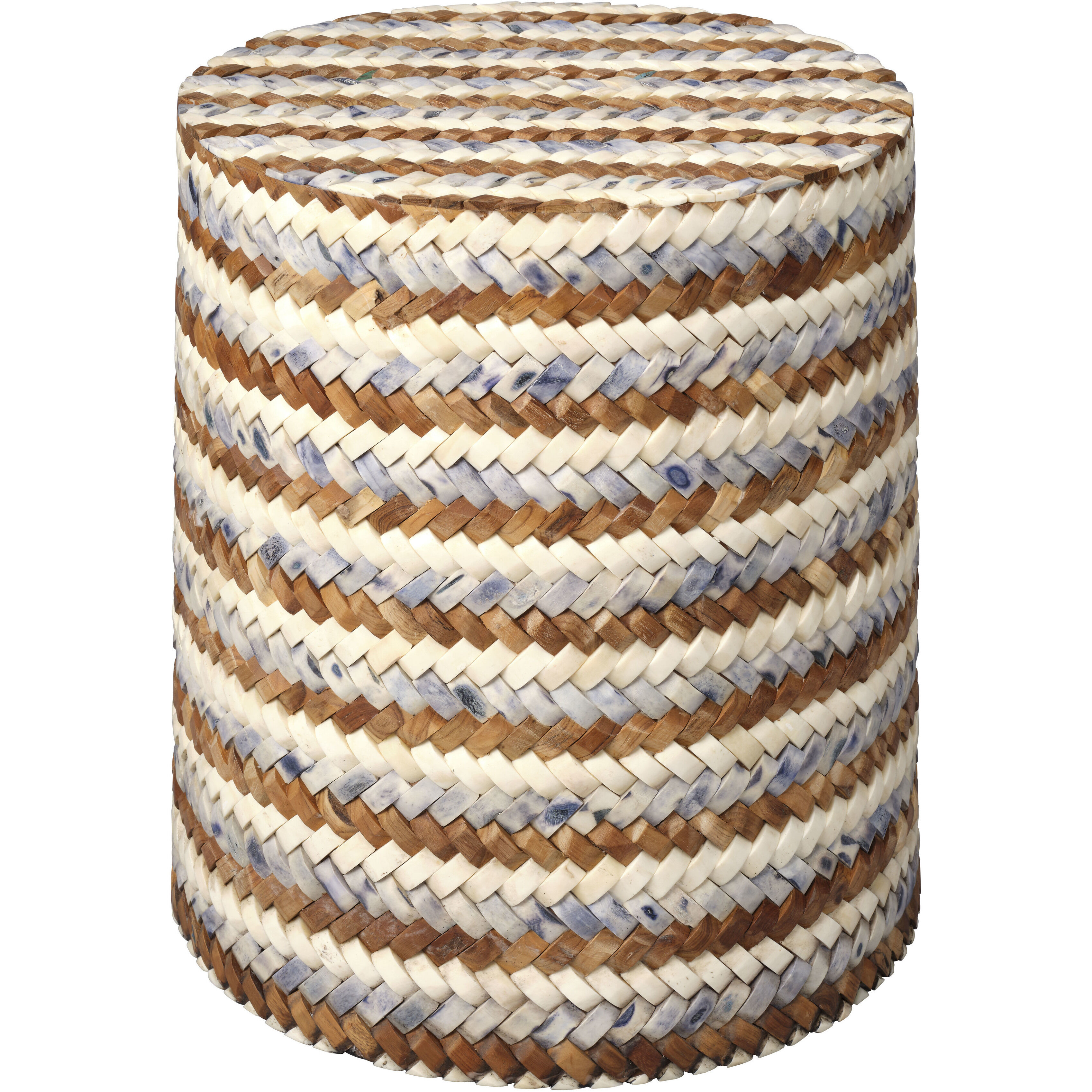 Interwoven 18 X 14.5 inch Blue and White and Natural Side Table, Inline