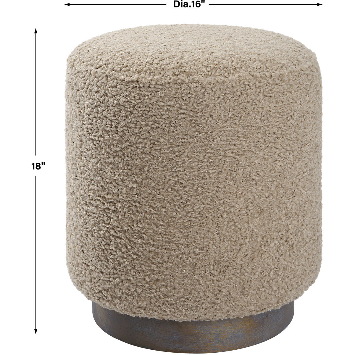 Avila 18 inch Latte Toned Faux Shearling with Walnut Stained Oak Ottoman