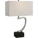 Ezden 26 inch 150.00 watt Tarnished Silver and Black Marble Table Lamp Portable Light