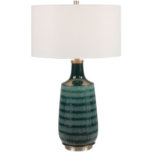 Scouts 31 inch 150.00 watt Deep Teal Glaze with Brushed Nickel Details Table Lamp Portable Light