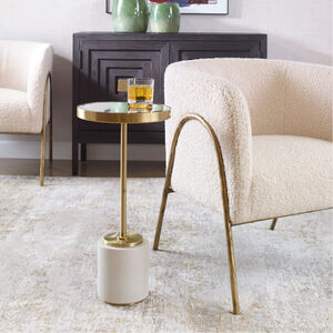 Laurier 25 X 12 inch White Faux Shagreen and Brushed Brass Drink Table