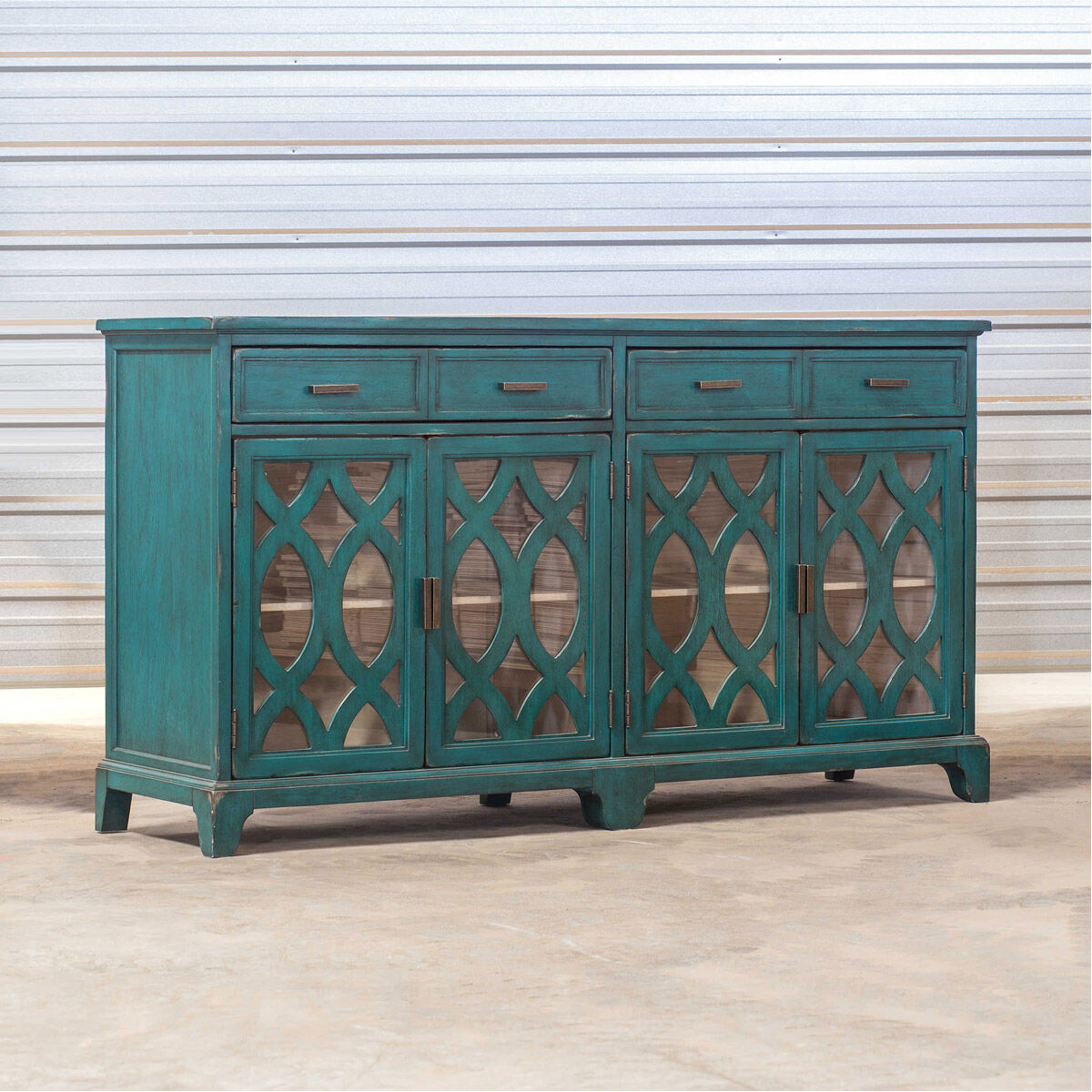Oksana 63 inch Antique Green and Antique White Credenza