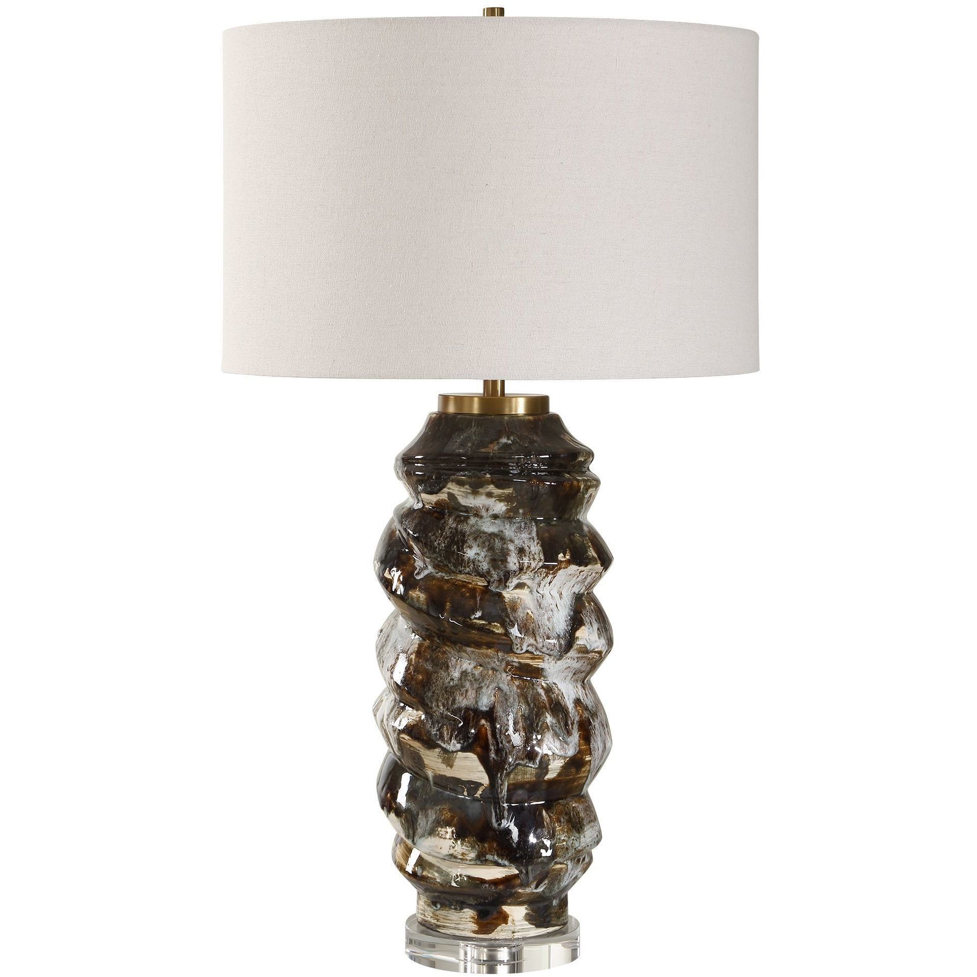 Cuoco 31.75 inch 150 watt Chocolate Brown and Off White with Crystal Table Lamp Portable Light