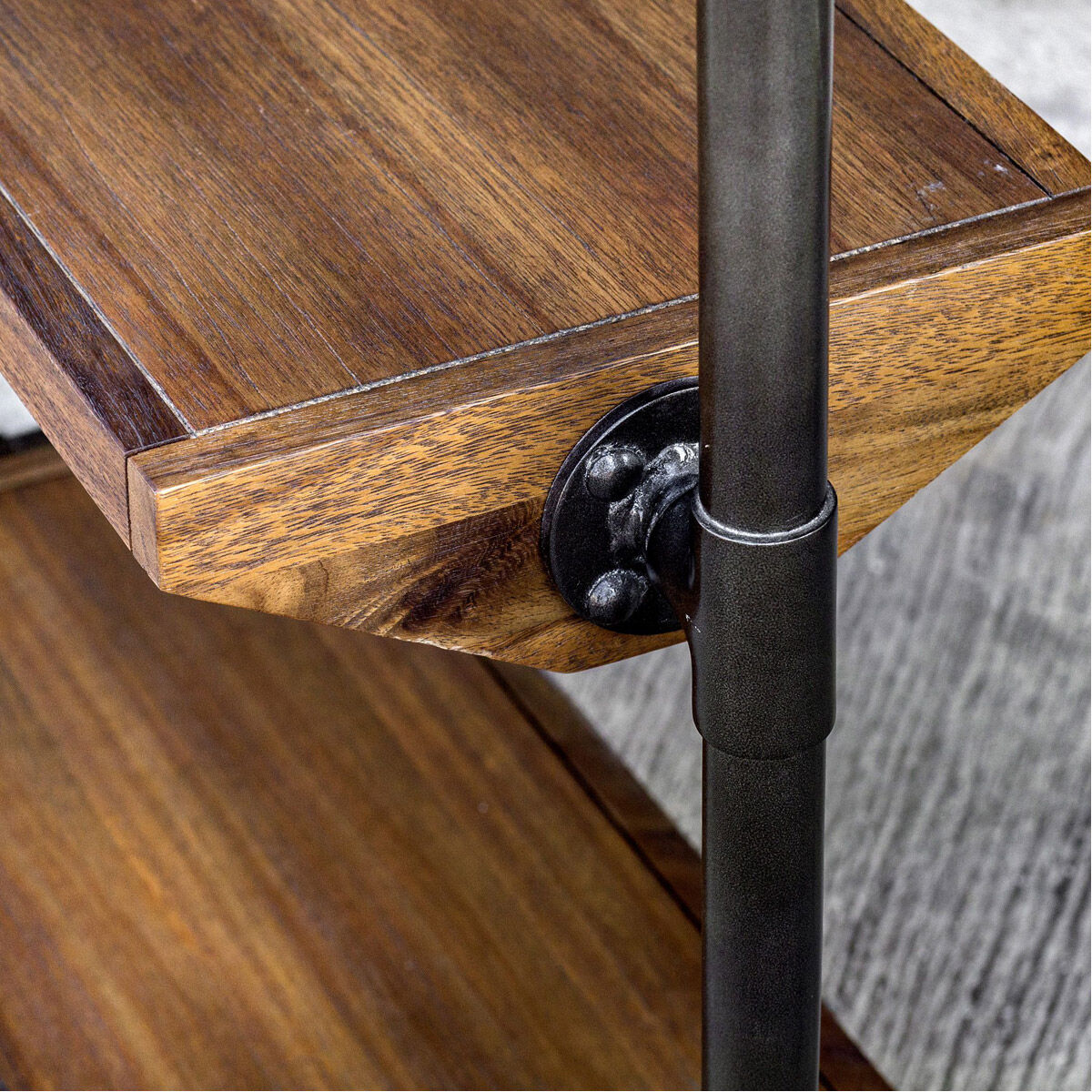 Rhordyn 72 X 30 inch Aged Gunmetal and Light Walnut Etagere