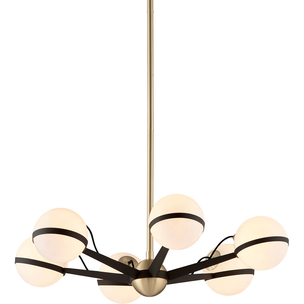 Ace 6 Light 27.75 inch Textured Bronze Brushed Brass Chandelier Ceiling Light