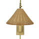 Phuvinh 1 Light 12 inch Natural Rattan and Antique Brass Sconce Wall Light