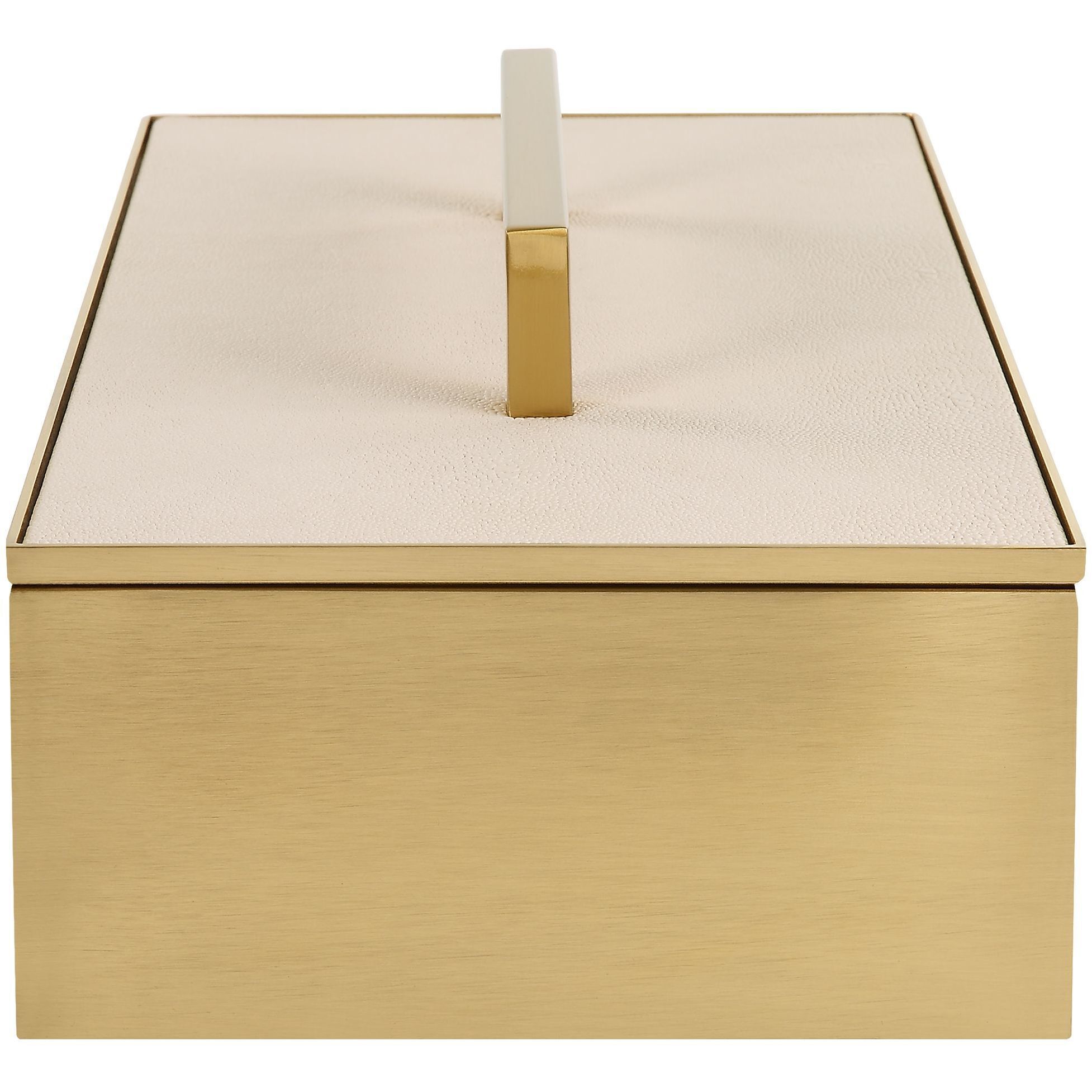 Wessex 14 inch Classic Brass and White Faux Shagreen Box