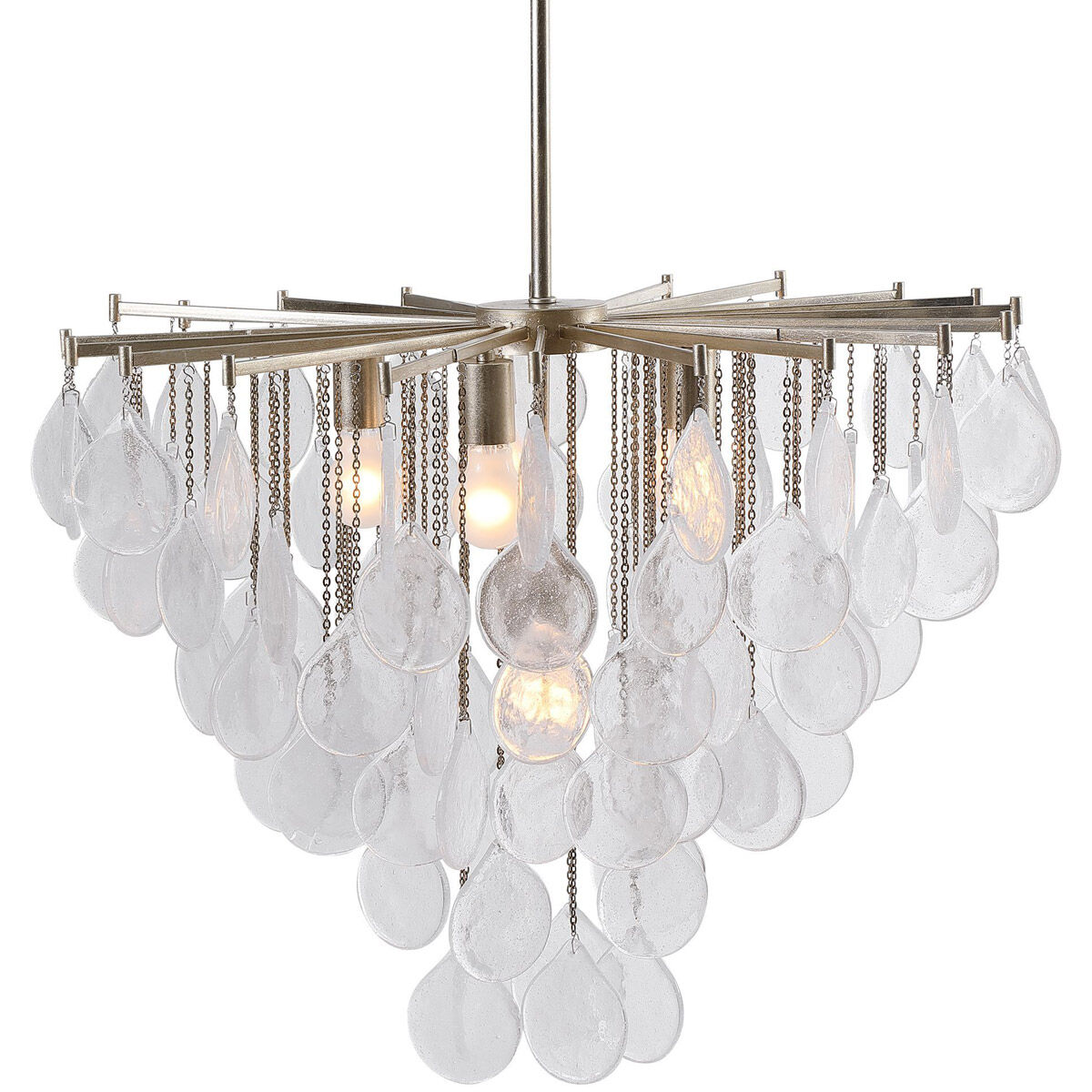 Goccia 6 Light 28.75 inch Rich Antique Bright Silver Leaf Pendant Ceiling Light