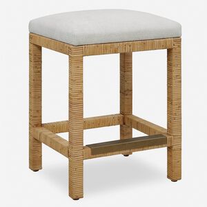 Muriel 26 inch Natural Rattan and Off White Polyester Counter Stool