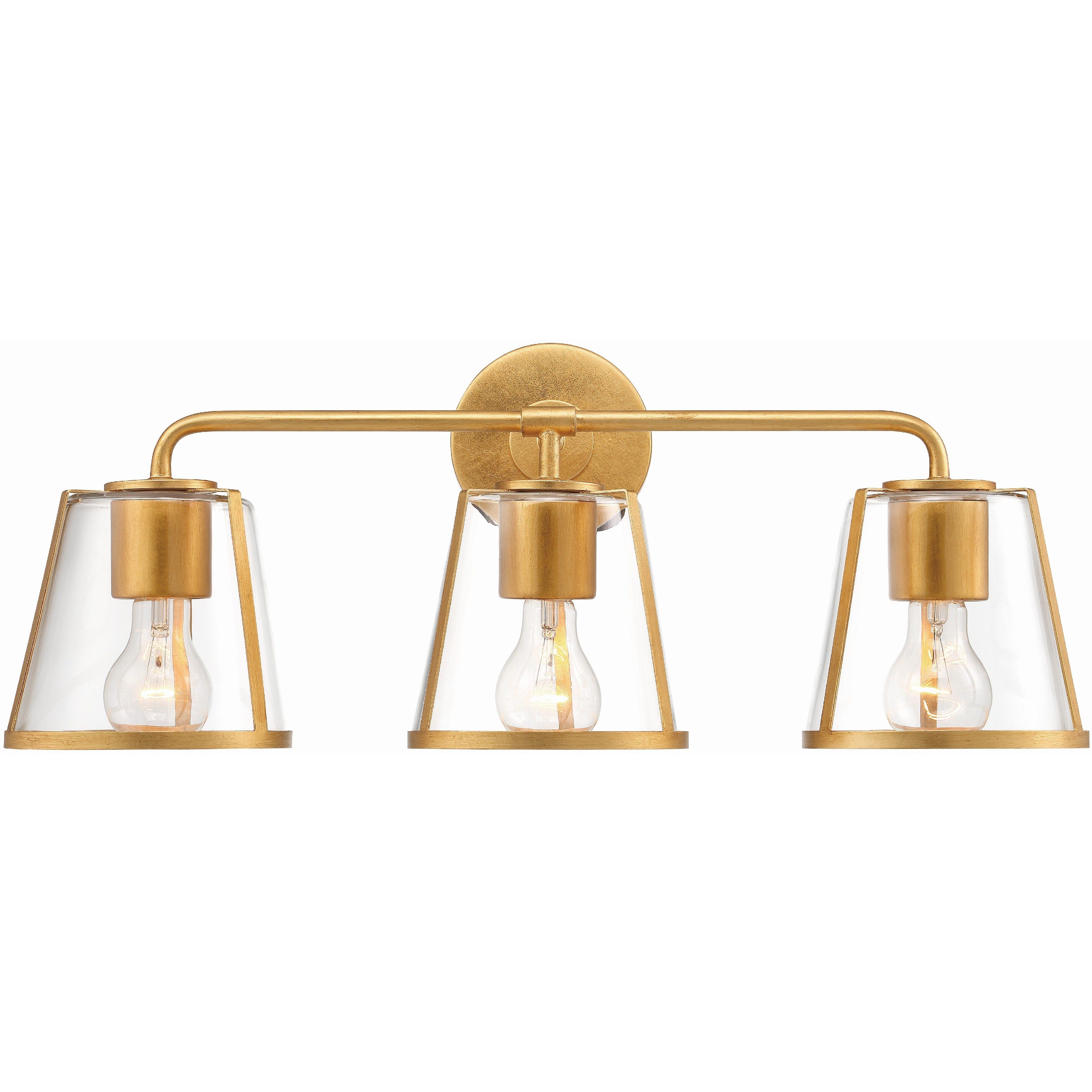 Fulton Bath Vanity Light Wall Light in Antique Gold, Clear