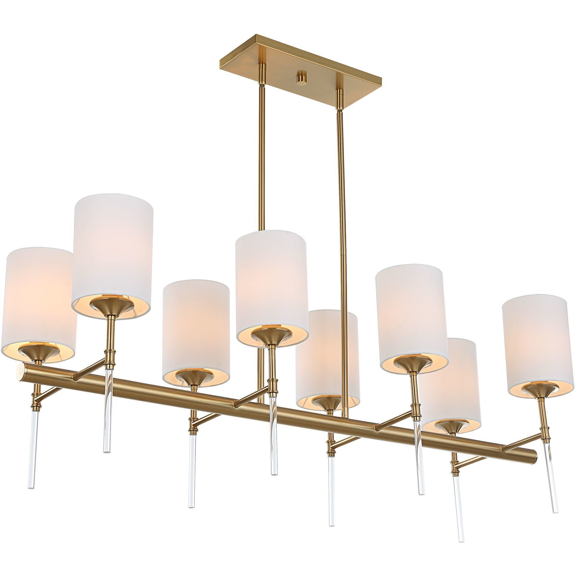 Awyr 8 Light 43.5 inch Warm Brass Linear Chandelier Ceiling Light