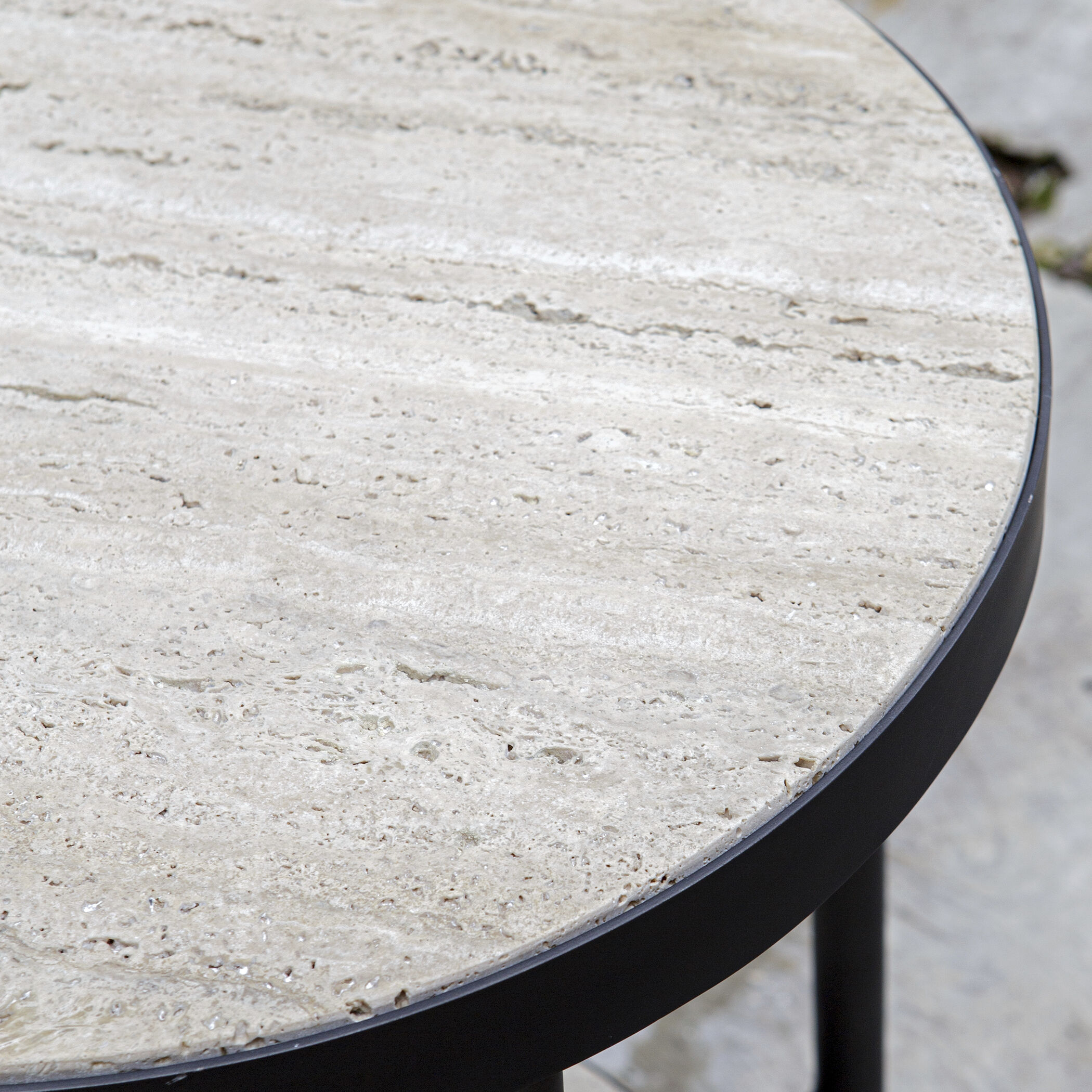 Dauntless 24 X 19 inch Travertine and Matte Black Side Table