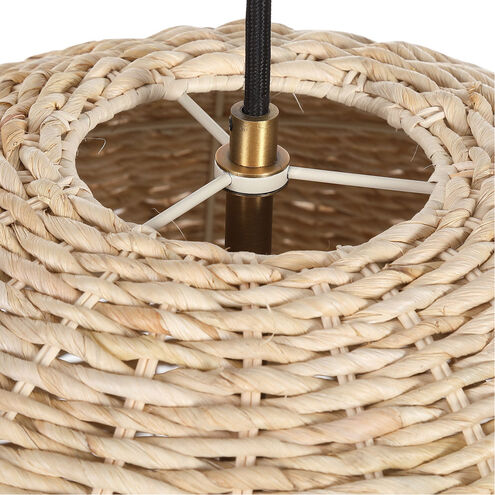 Seagrass 1 Light 24 inch Natural Woven Seagrass with Antique Brass Accents Pendant Ceiling Light